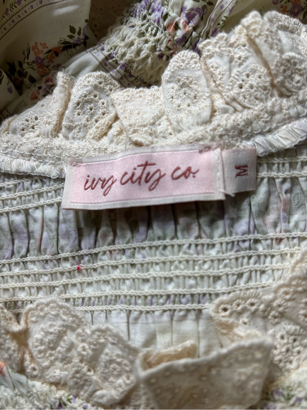 Ivy City Co Cream Floral Puff-Sleeve Tiered Maxi Dress - Picture 5 of 5